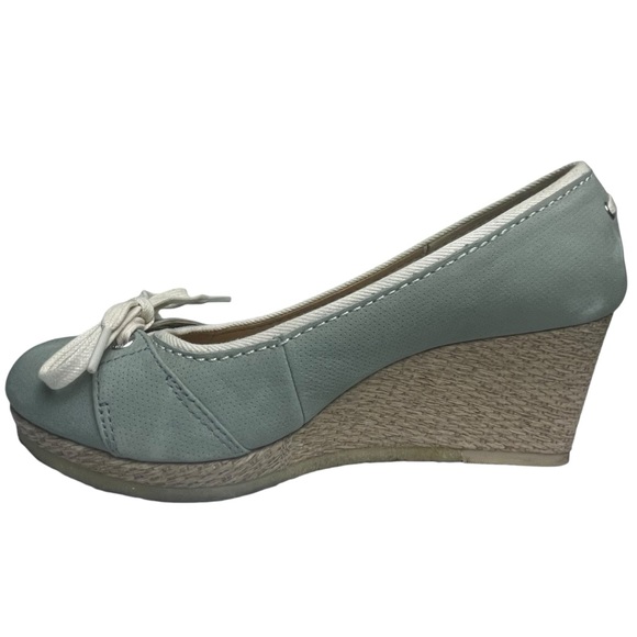 Clarks Originals Lt. Green Canvas Wedge Platform Espadrille w/Tie Detail Sz 10 M - Picture 5 of 13